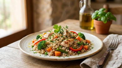 Arroz Integral con Pollo y Verduras Comida Saludable