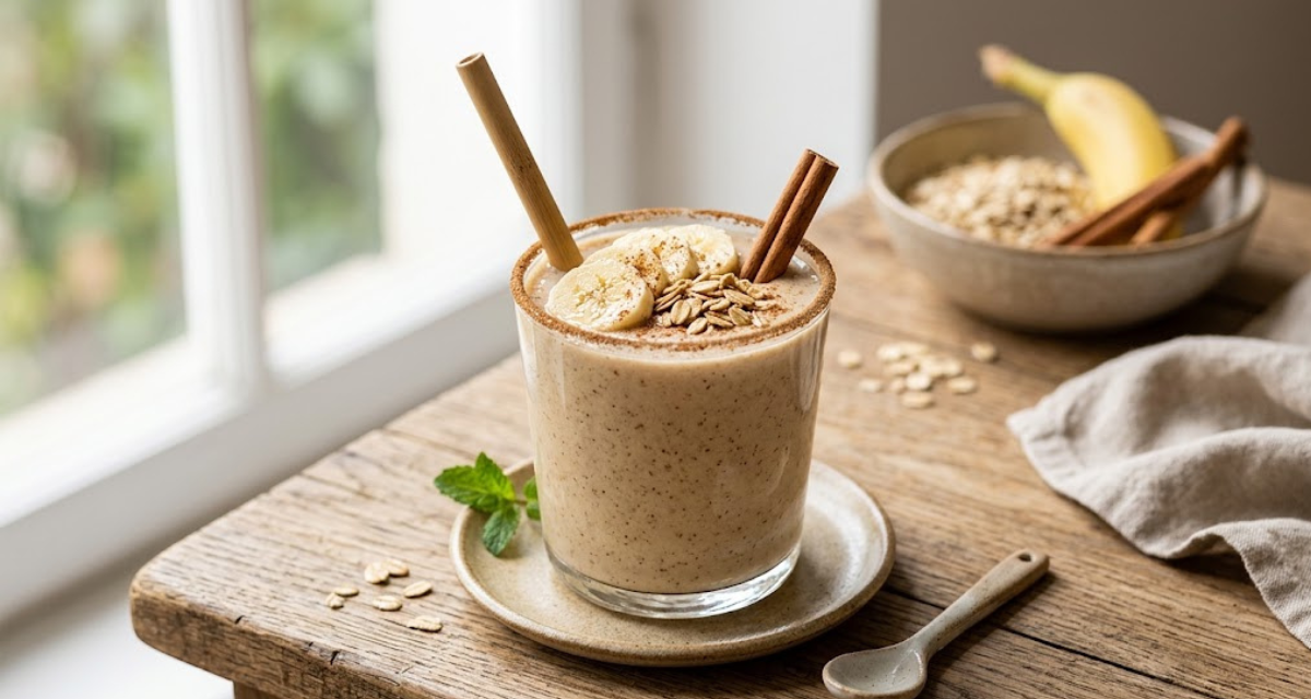 Batido de Plátano, Avena y Canela Desayuno Energético