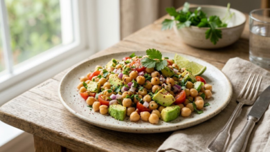 Ensalada de Garbanzos y Aguacate Receta Vegetariana Fácil