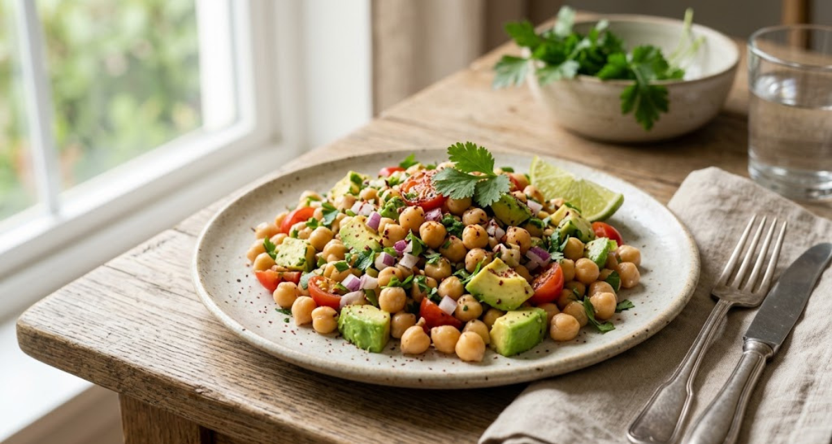 Ensalada de Garbanzos y Aguacate Receta Vegetariana Fácil