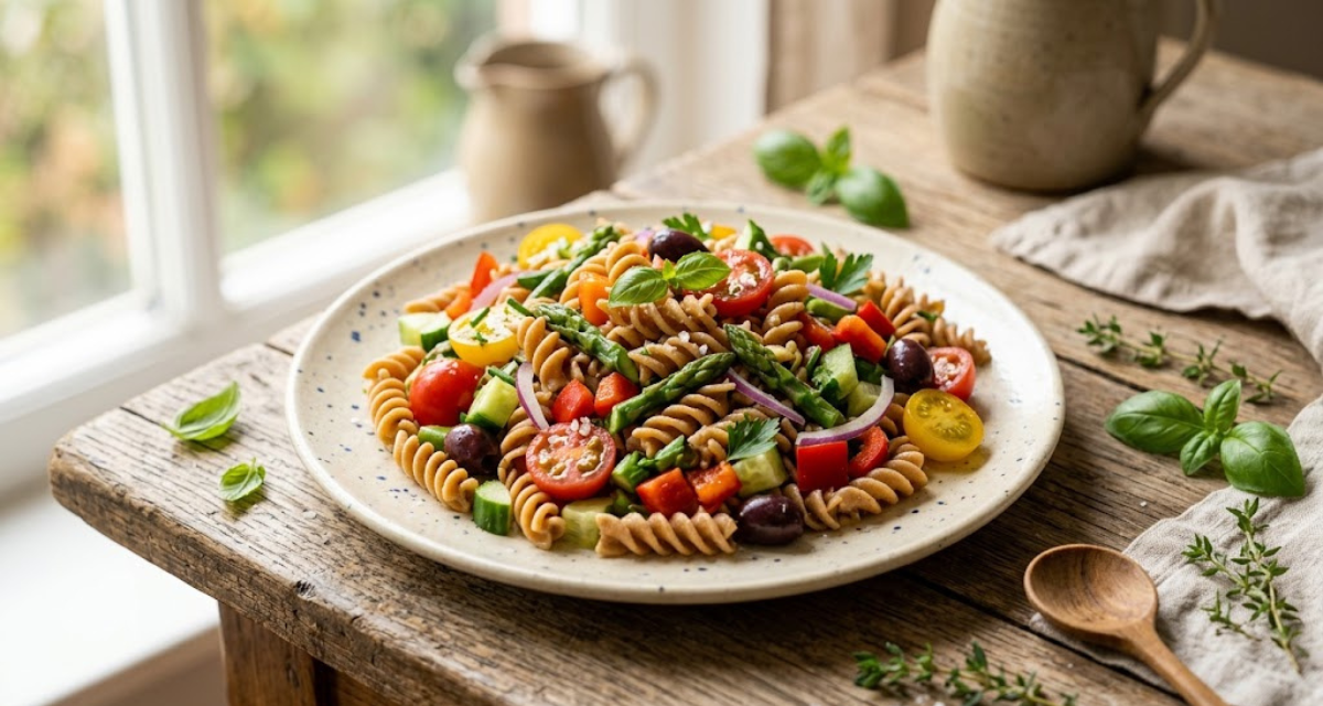 Ensalada de Pasta Integral con Verduras Fácil y Deliciosa