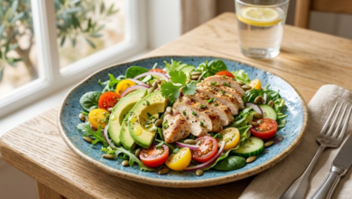 Ensalada de Pollo y Aguacate Receta Saludable y con Proteína