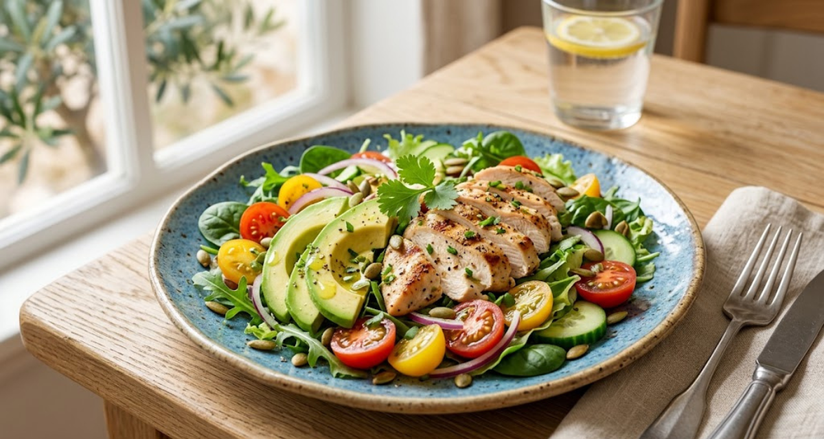 Ensalada de Pollo y Aguacate Receta Saludable y con Proteína