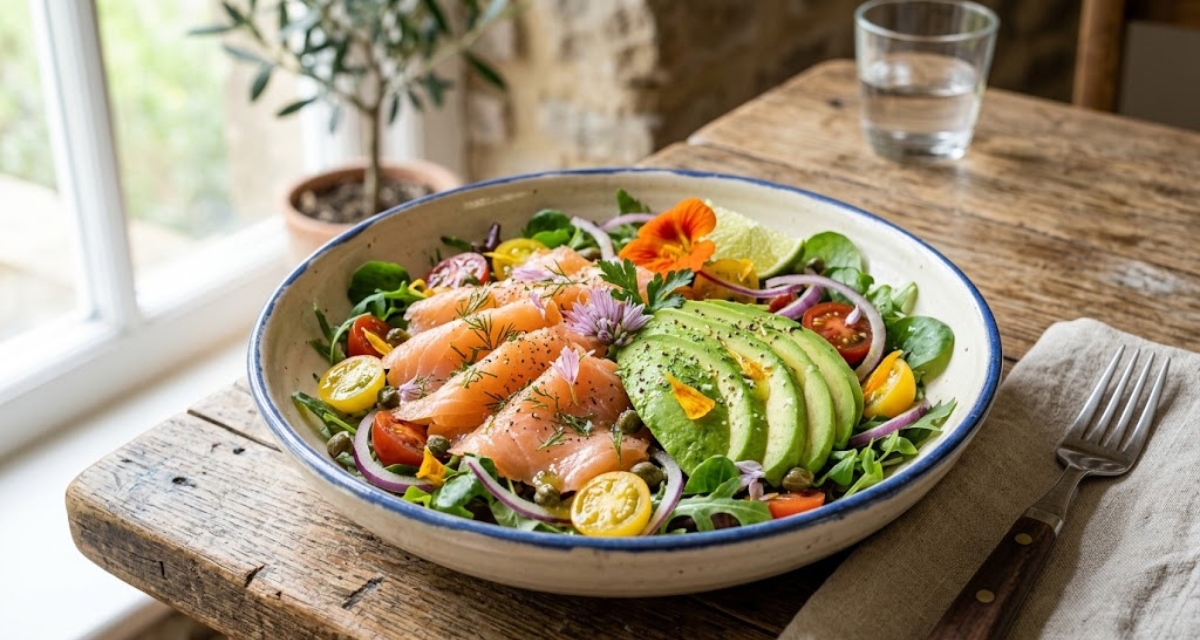 Ensalada de Salmón Ahumado y Aguacate Receta Fresca