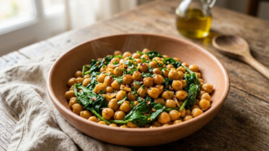 Garbanzos Salteados con Espinacas Receta Vegetariana