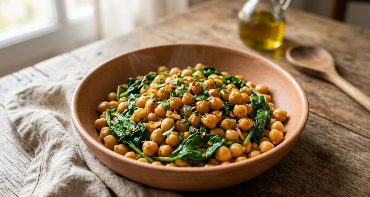 Garbanzos Salteados con Espinacas Receta Vegetariana