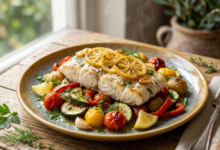 Merluza al Horno con Limón y Verduras Receta Ligera
