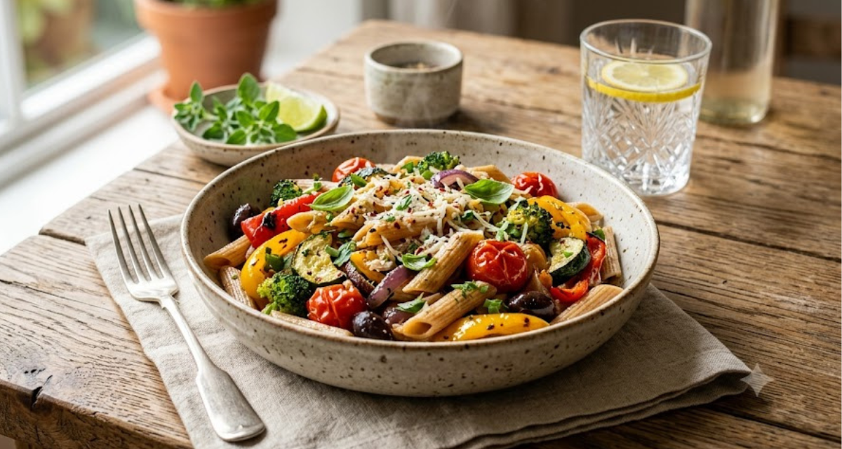 Pasta Integral con Verduras Receta Fácil y Saludable