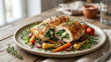 Pechuga de Pollo Rellena de Espinacas Receta Saludable