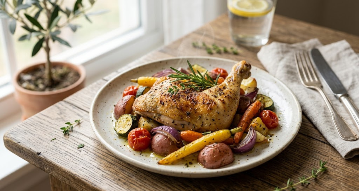 Pollo al Horno con Verduras Receta Saludable y Fácil