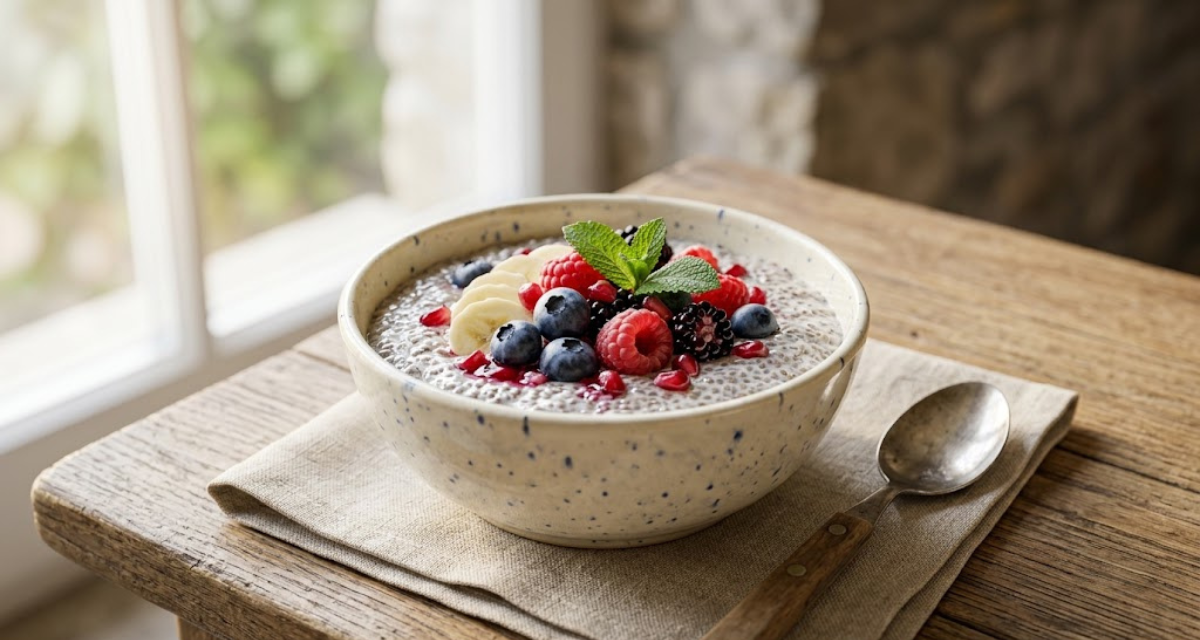 Pudding de Chía con Frutas Desayuno Saludable