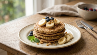Tortitas de Avena y Plátano Desayuno Saludable sin Azúcar