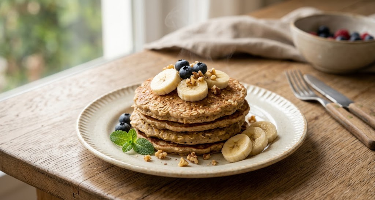 Tortitas de Avena y Plátano Desayuno Saludable sin Azúcar