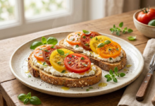 Tostadas con Queso Fresco y Tomate Desayuno Saludable