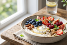 Yogur con Frutas y Frutos Secos Desayuno Saludable