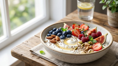 Yogur con Frutas y Frutos Secos Desayuno Saludable