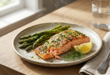 Salmón al Horno con Espárragos