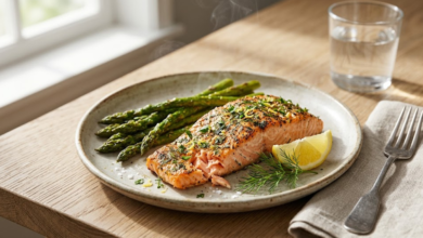Salmón al Horno con Espárragos