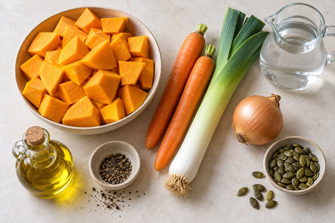 Ingredientes para crema de calabaza sin nata